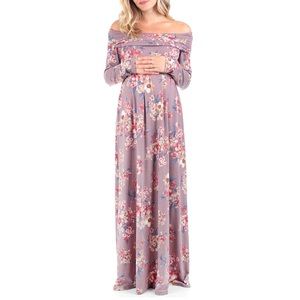 Floral Over the Shoulder Maternity Maxi